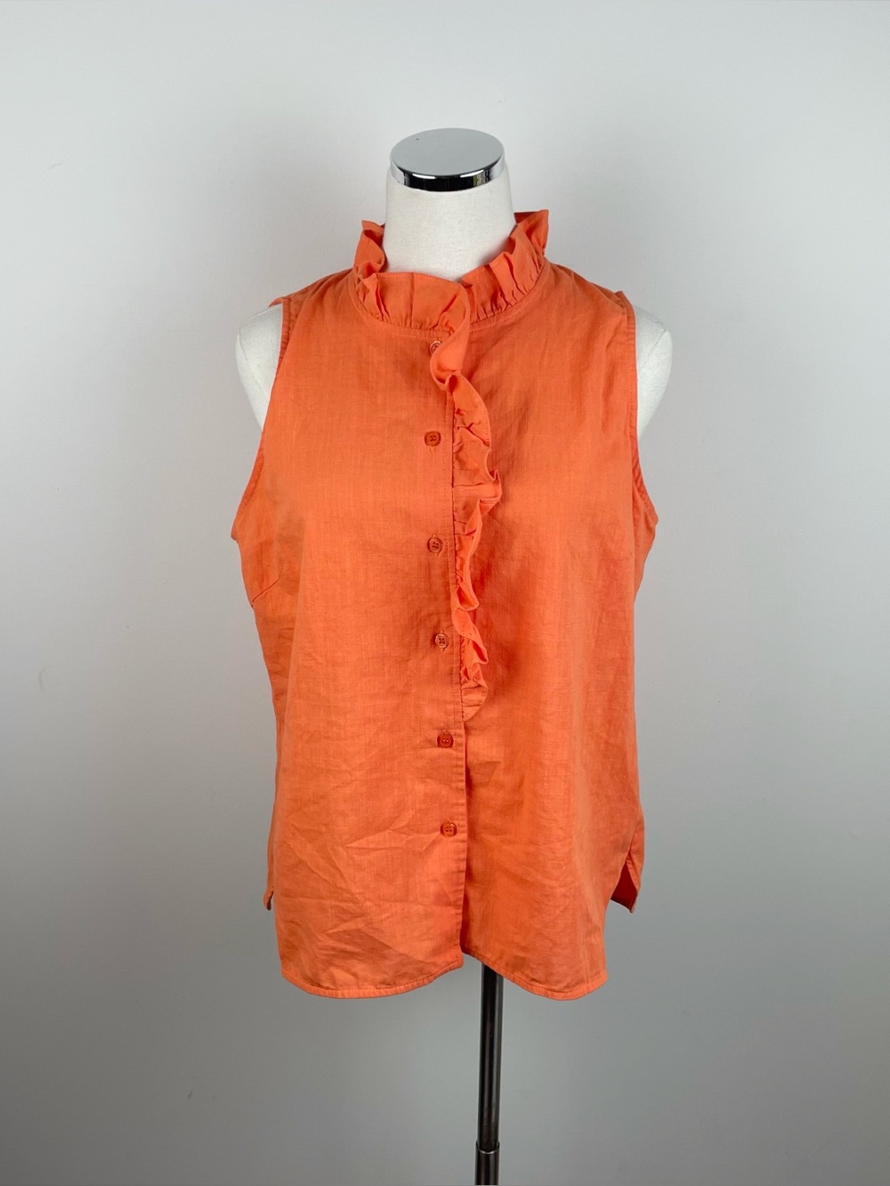 Jade Melody Tam Solid Orange Ruffle Blouse Top Women XL